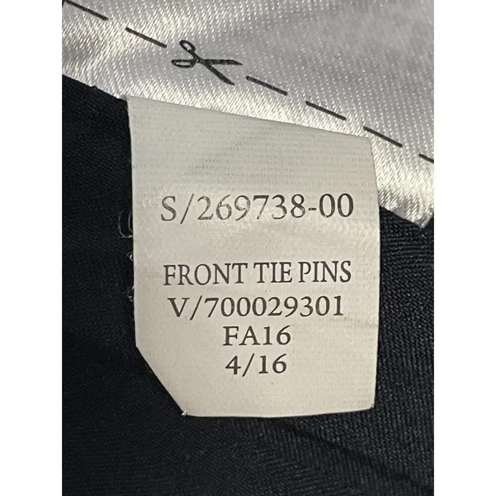 Banana Republic Skirt Womens 00 Petite Navy Blue Pinstripe Front‎ Tie Wrap Mini
